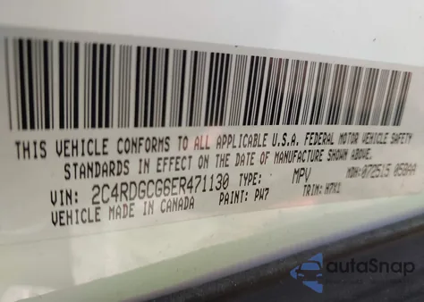 2014 Dodge Grand Caravan Sxt from USA, damaged, VIN 2C4RDGCG6ER471130